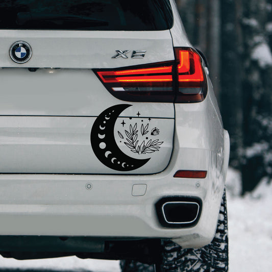 Floral Crescent Moon Sticker