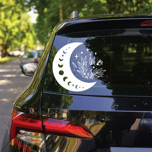 Floral Crescent Moon Sticker